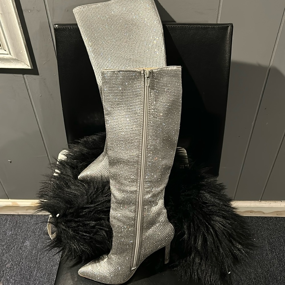 Silver Sequin boots